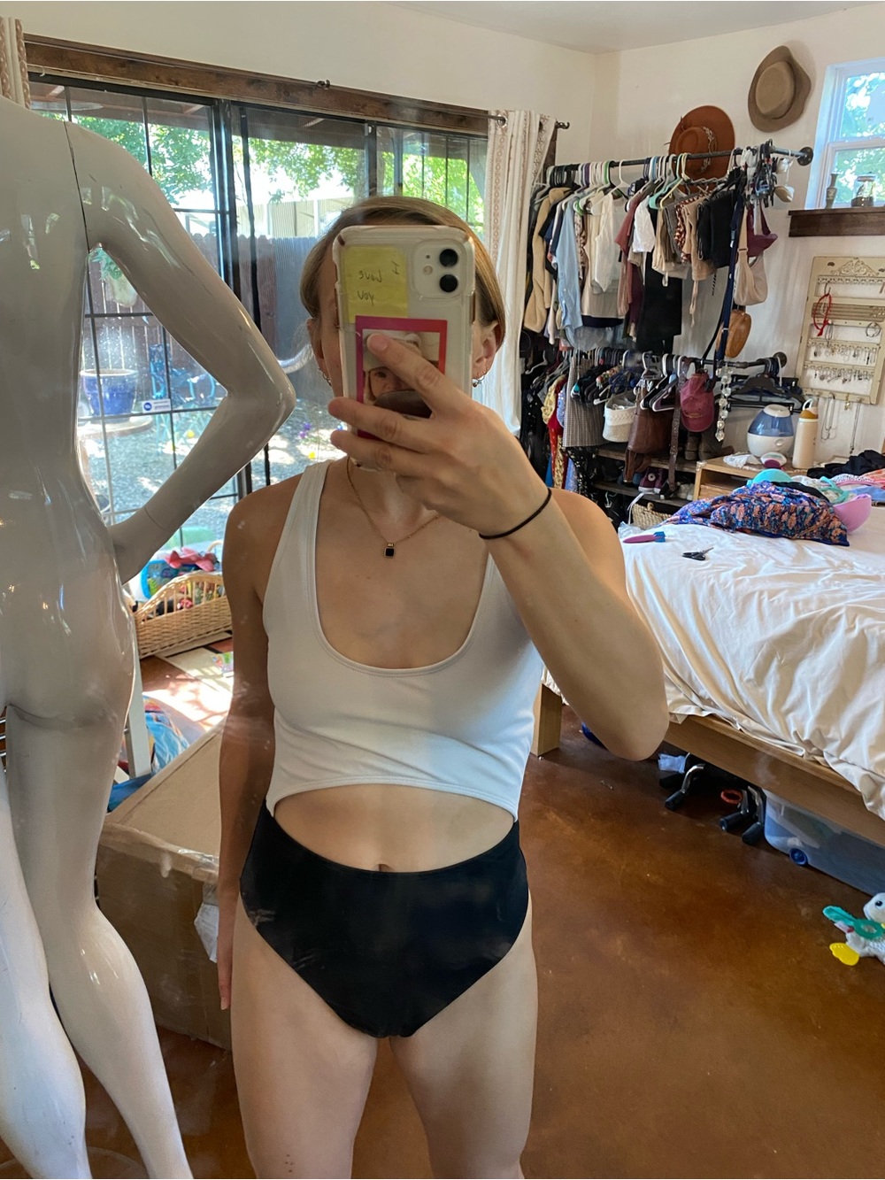Kendall and Kylie Two-Tone Cutout One-Piece Swimsuit — White & Black